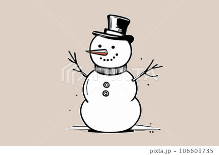 Holiday snowman sketch on a colored background. Vector illustration Holiday snowman sketch on a colored background. Vector illustration 106601735