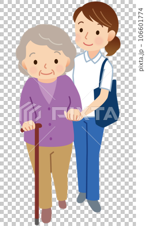 高齢者の歩行を介助する介護士 介護 ヘルパー 高齢者の歩行を介助する介護士 介護 ヘルパー 106601774