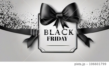 Black friday sale tag with black bow vintage background, sales tag and template shopping label on paper. special offer. vintage. 106601799