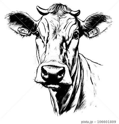 cow vector animal illustration for design. Sketch tattoo design on white background 106601809