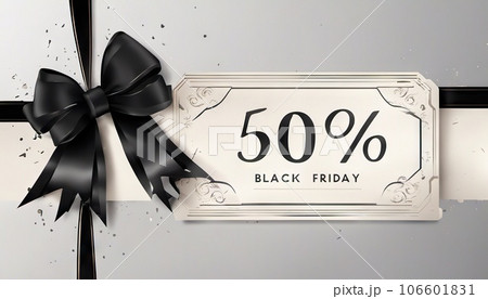 Black friday sale tag with black bow bow vintage background, sales tag and template shopping label on paper. special offer. vintage. 106601831