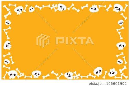 ハロウィンの骸骨の骨の黄色いイラストフレーム背景 106601992