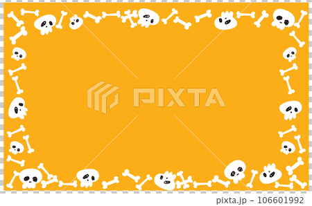 ハロウィンの骸骨の骨の黄色いイラストフレーム背景 106601992