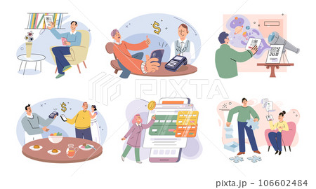 Cashless payment. Vector illustration. Cashless transactions offer improved security compared to carrying physical cash The convenience of contactless payments is driving its adoption among consumers 106602484