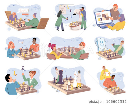 Game together. Family fun. Friendship time. Vector illustration. People playing games together forge deep connections and create unforgettable experiences Family time dedicated to playing games time Game together. Family fun. Friendship time. Vector illustration. People playing games together forge deep connections and create unforgettable experiences Family time dedicated to playing games time 106602552
