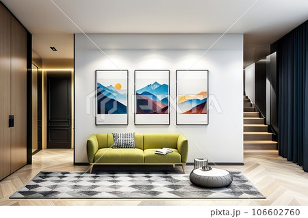 Contemporary Poster Mockup. Modern Interior 106602760