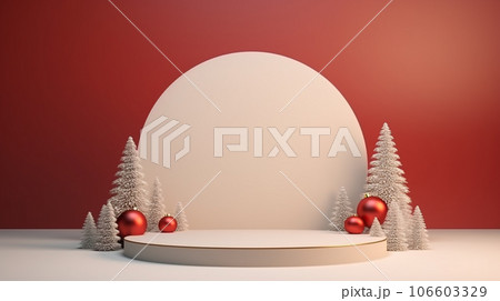 3d luxury podium christmas decoration and space for your luxury product. Christmas background concept. Generative AI. 3d luxury podium christmas decoration and space for your luxury product. Christmas background concept. Generative AI. 106603329