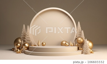 3d luxury podium christmas decoration and space for your luxury product. Christmas background concept. Generative AI. 106603332