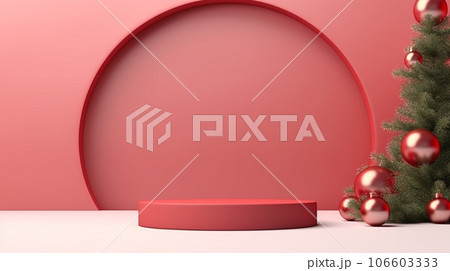 3d luxury podium christmas decoration and space for your luxury product. Christmas background concept. Generative AI. 3d luxury podium christmas decoration and space for your luxury product. Christmas background concept. Generative AI. 106603333