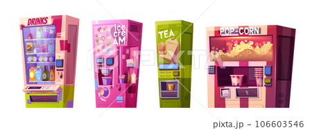 Food and drink vending machinesのイラスト素材 [106603546