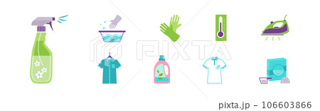 Laundry Items and Object as Clothes Washing and Drying Vector Set Laundry Items and Object as Clothes Washing and Drying Vector Set 106603866