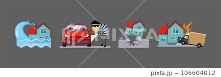 Insurance Case and Risk Security Against Unpleasant Incidents Vector Set 106604012
