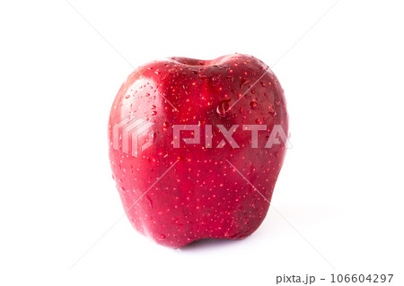 red apple with water drops on white background 106604297