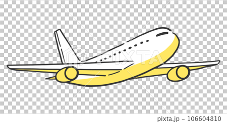 飛行機を斜め横から見た構図のイラスト素材 106604810