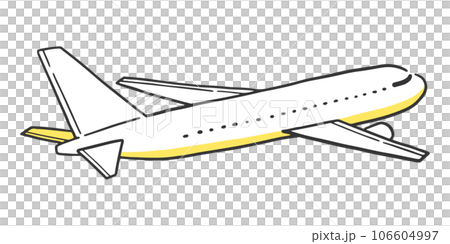 Illustration material of a composition of an airplane viewed diagonally from behind 106604997