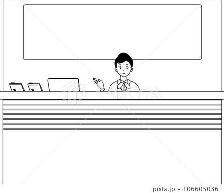カウンター 受付 女性 案内 正面 カウンター 受付 女性 案内 正面 106605036