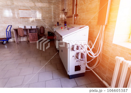 Boiler station, boiler room. Engine room, technical equipment. Boiler station, boiler room. Engine room, technical equipment. 106605387