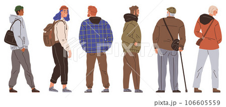Big queue. Many multitude people. Vector illustration. The queue group at back eagerly anticipated reaching front The crowd queuing at concert venue buzzed with excitement The queue snaked around 106605559