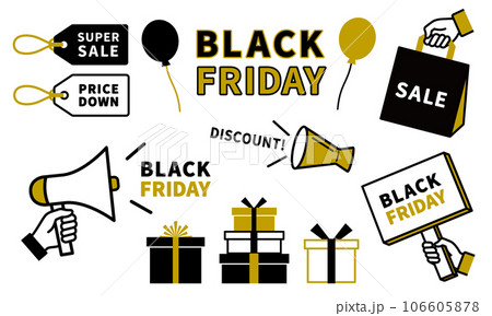 BLACK FRIDAYのセールに使えるイラストセット BLACK FRIDAYのセールに使えるイラストセット 106605878