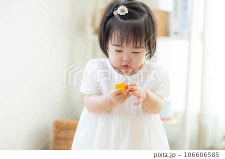 ファミリー　積み木で遊ぶ女の子 106606585