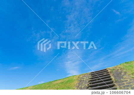 大空と草むら  背景素材 106606704