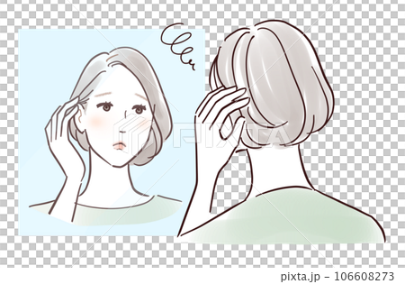 中年婦女照鏡子感到失望 106608273