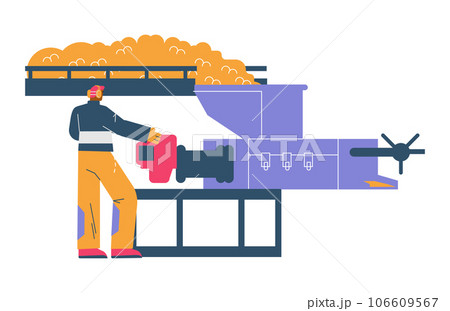Man in headphones works in palm oil industry flat style, vector illustration 106609567