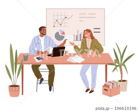 People office work. Vector illustration. Office workers adapt to changes and embrace new technologies in office work A worker employee demonstrates dedication and loyalty to their role in office People office work. Vector illustration. Office workers adapt to changes and embrace new technologies in office work A worker employee demonstrates dedication and loyalty to their role in office 106610196