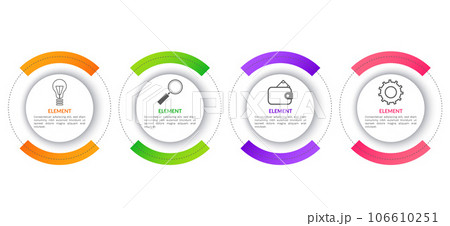 Business data visualization. Infographic icons with 4 steps designed for abstract background template. Used for presentation information education connection marketing project strategy and technology 106610251