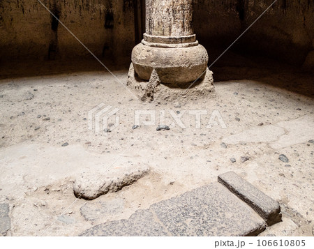flooring in medieval rock monastery of Geghard 106610805