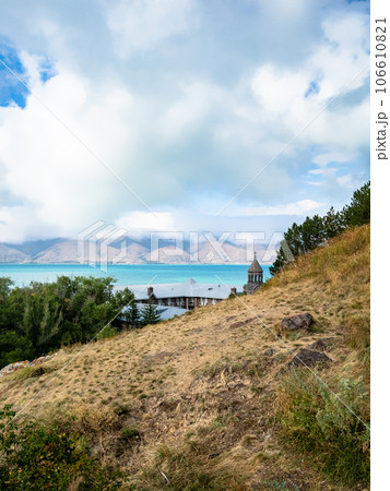 view of Lake Sevan and Sevanavank monastery 106610821