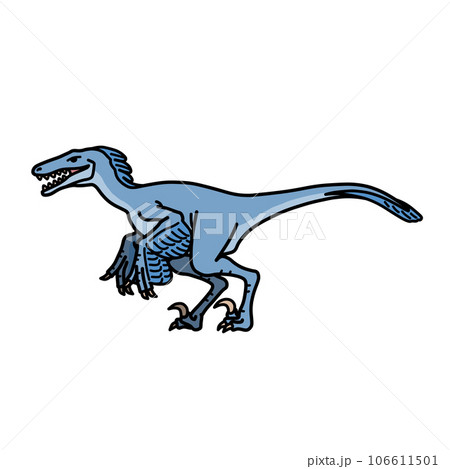 横向きのヴェロキラプトルのイラスト(主線あり)/恐竜・図鑑・かわいい素材 横向きのヴェロキラプトルのイラスト(主線あり)/恐竜・図鑑・かわいい素材 106611501
