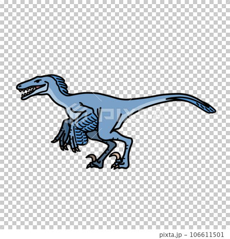 横向きのヴェロキラプトルのイラスト(主線あり)/恐竜・図鑑・かわいい素材 横向きのヴェロキラプトルのイラスト(主線あり)/恐竜・図鑑・かわいい素材 106611501