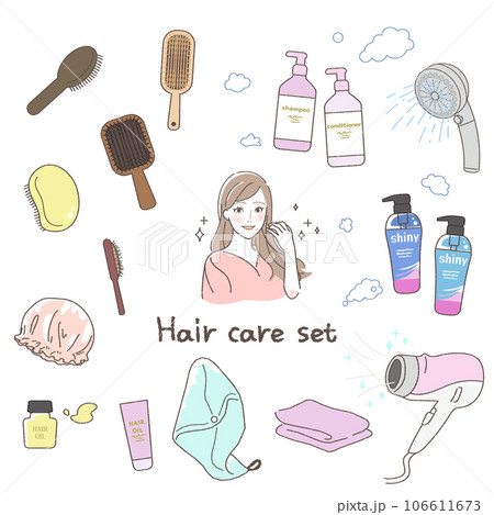 ヘアケアのイラストセット ヘアケアのイラストセット 106611673