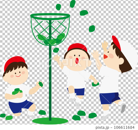玉入れをする子供たち 玉入れをする子供たち 106611684