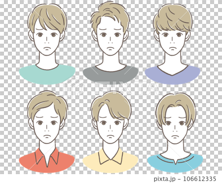 Icon of a man in his 20s to 30s with a troubled face 106612335