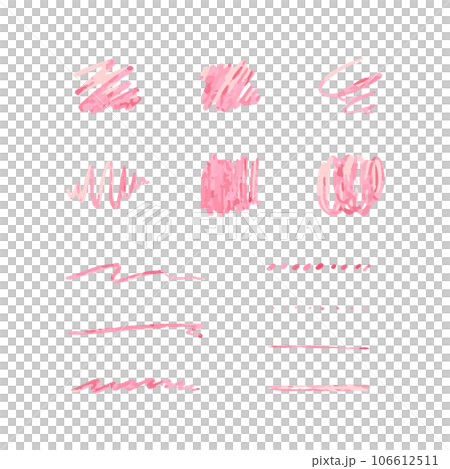 Vector material set of pink lines drawn with a pencil Vector material set of pink lines drawn with a pencil 106612511