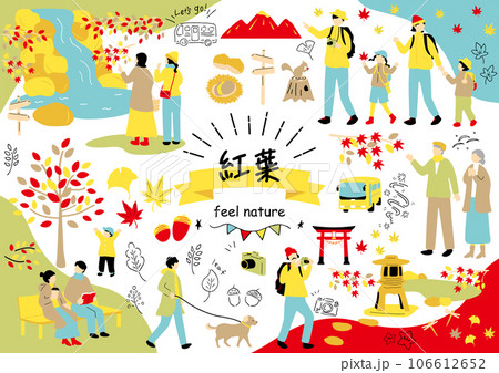 紅葉を楽しむ人達 紅葉を楽しむ人達 106612652