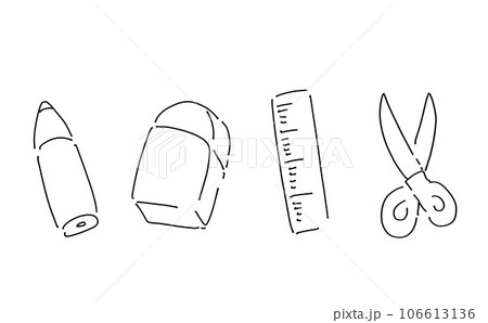 ゆるめシンプル文房具セット 線画 ゆるめシンプル文房具セット 線画 106613136
