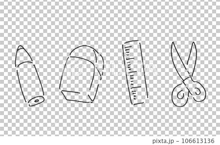 Loose simple stationery set line drawing Loose simple stationery set line drawing 106613136