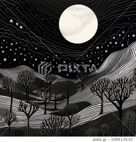 満月と森の中に輝く満月 満月と森の中に輝く満月 106613610
