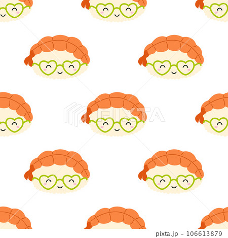 seamless pattern with shrimp sushi character seamless pattern with shrimp sushi character 106613879
