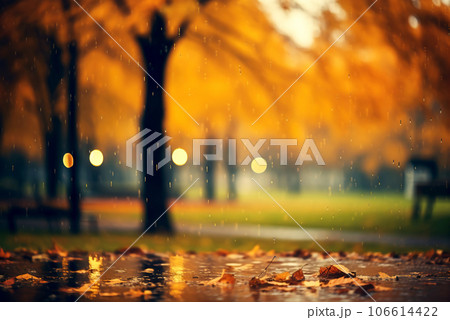 Autumn rainy background. Copy space.のイラスト素材 [106614422] - PIXTA