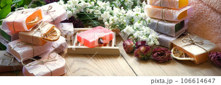 Homemade soap on the table Homemade soap on the table 106614647