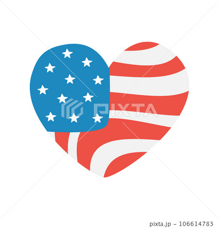 Vector hand drawn flat usa American flag heart Vector hand drawn flat usa American flag heart 106614783