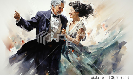 仲良く社交ダンスに興じる老夫婦