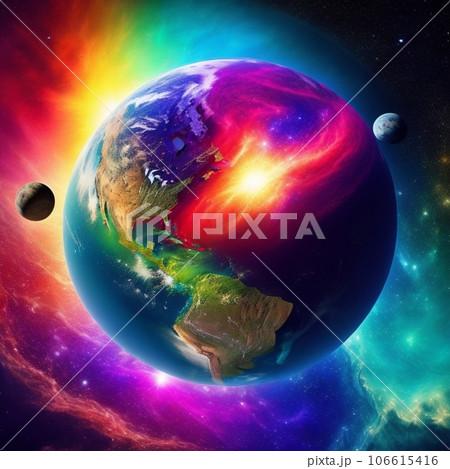 輝く満月と月と星 106615416