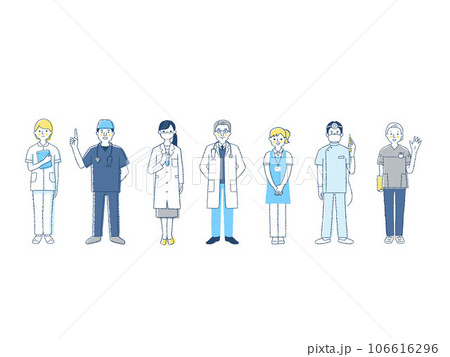 さまざまな医療従事者7人 106616296
