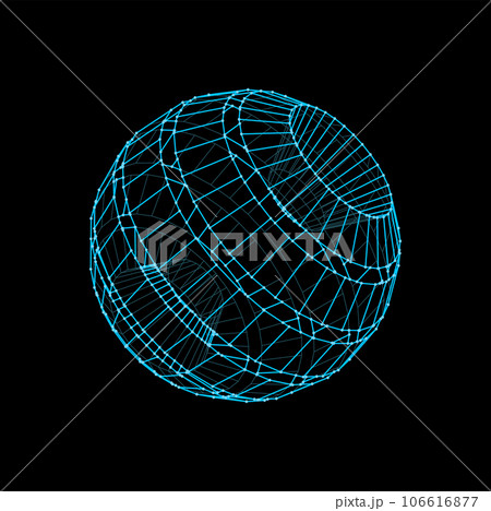 3d futuristic sphere, ball shape wireframe model. Futuristic wireframe ball, mesh vector structure or virtual 3d data visualization model. Digital technology dimensional blue grid sphere 3d futuristic sphere, ball shape wireframe model. Futuristic wireframe ball, mesh vector structure or virtual 3d data visualization model. Digital technology dimensional blue grid sphere 106616877