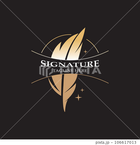Feather and signature logo design minimalist...のイラスト素材 [106617013] - PIXTA